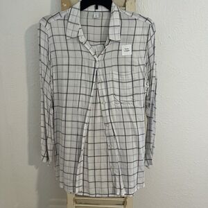 ✨New Old Navy Womens Tunic Shirt XL White Black Stripe V Neck Long Sleeve NWT✨